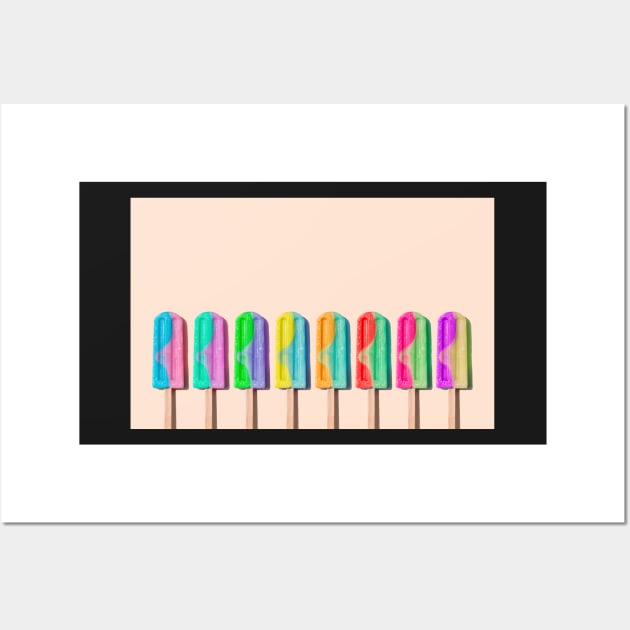 Row of rainbow-colored icecream lollies Wall Art by karinelizabeth